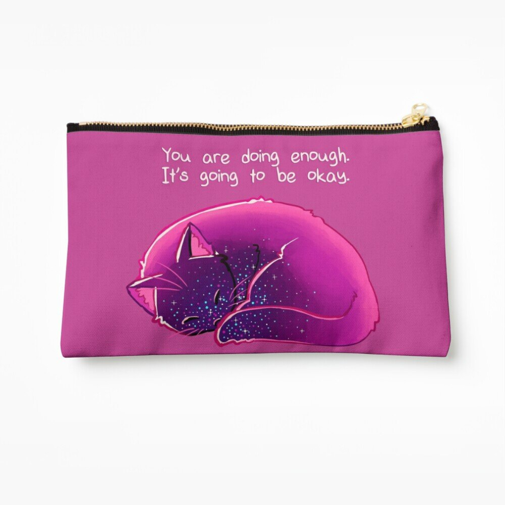 Whibos Makeup Bag "You Are Doing Enough" Cat Cosmetic Organizer Tyvek Paper Bags Zipper Pouch