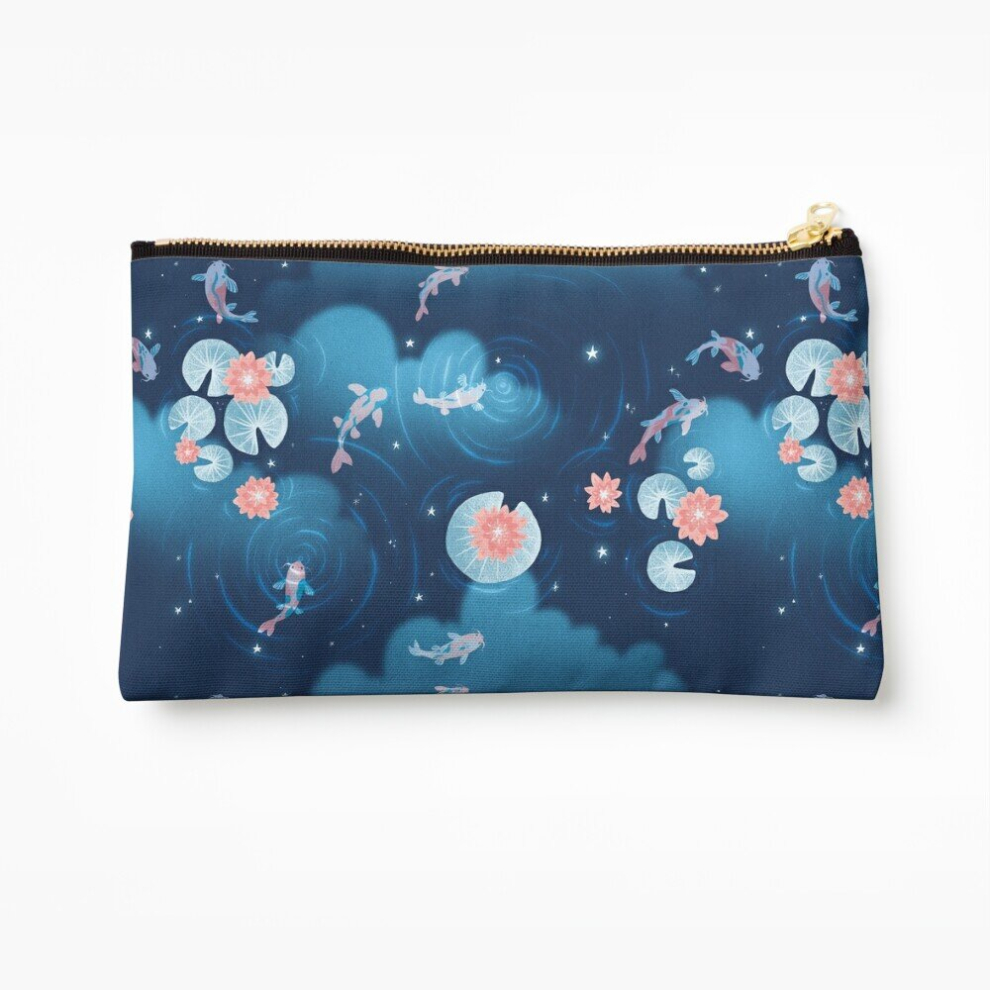 Whibos Makeup Bag Koi Pond - Night Cosmetic Organizer Tyvek Paper Bags Zipper Pouch