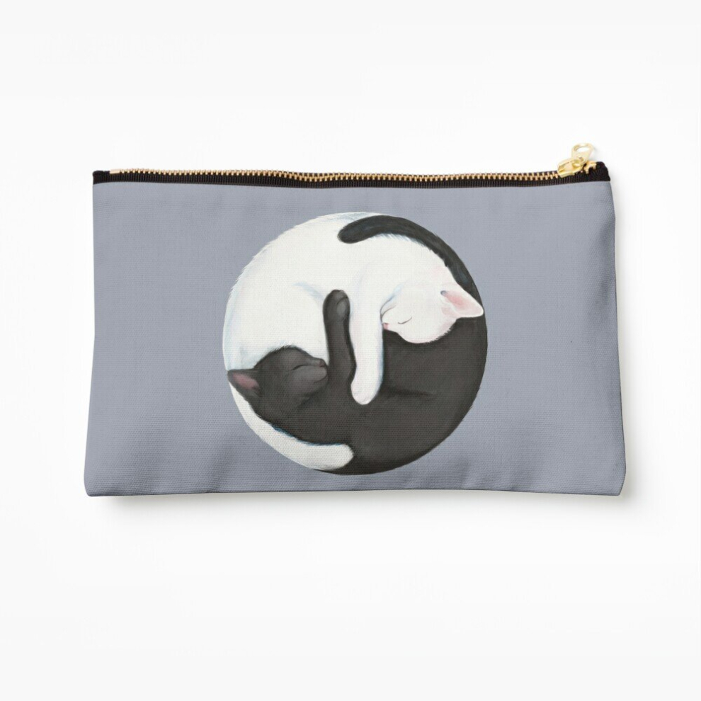 Whibos Makeup Bag Yin Yang Balancing Cats Cosmetic Organizer Tyvek Paper Bags Zipper Pouch