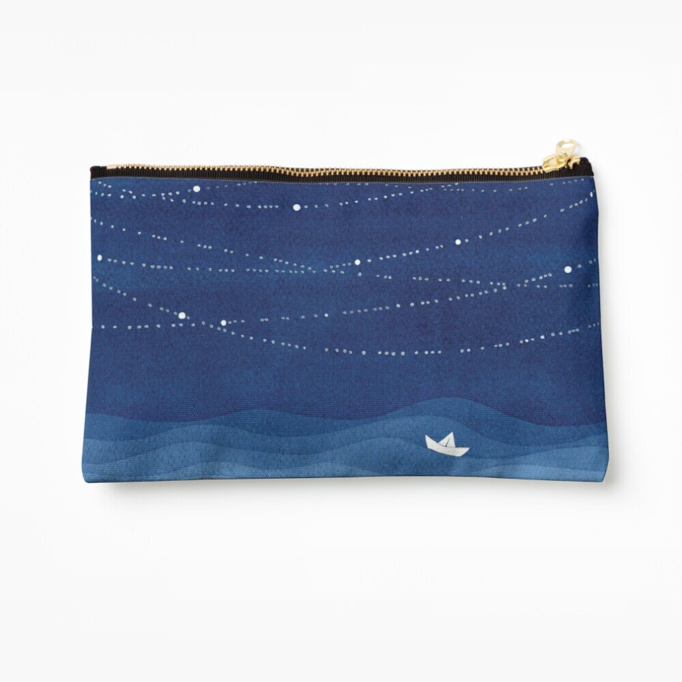 Whibos Blue Makeup Bag Garland Of Stars 2, Watercolor Cosmetic Organizer Tyvek Paper Bags Zipper Pouch