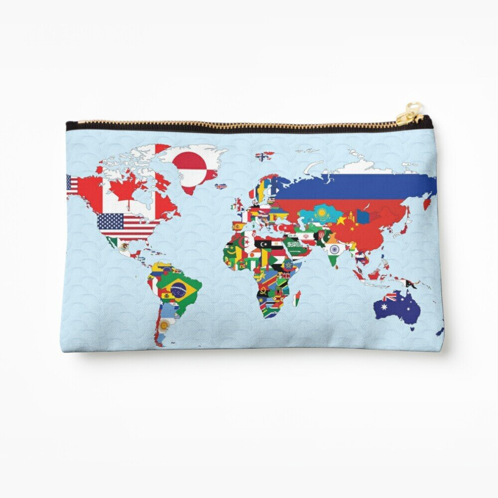 Whibos Makeup Bag World Map Made Up Of Each Countries Flag Cosmetic Organizer Tyvek Paper Bags Zipper Pouch