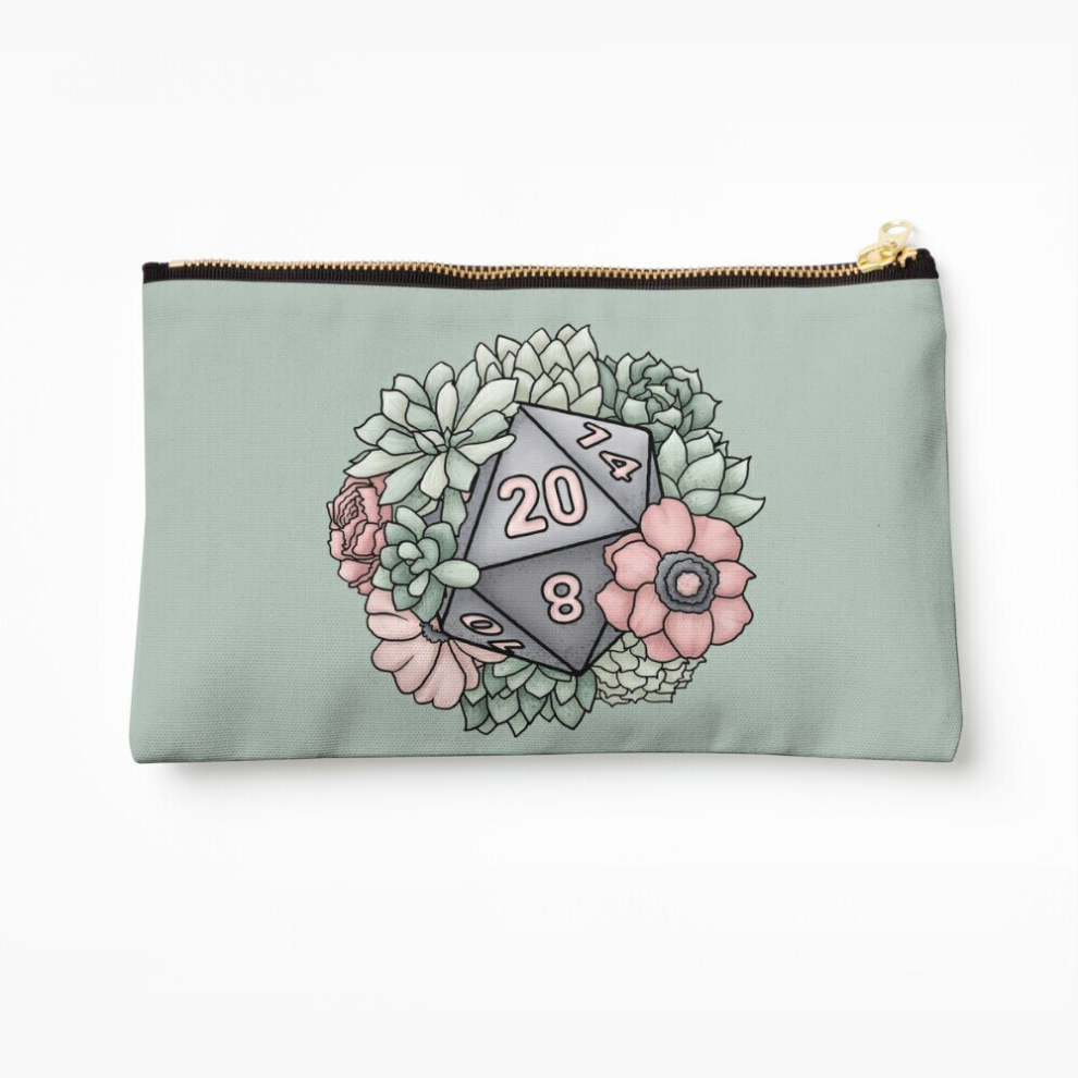 Whibos Makeup Bag Succulent D20 Tabletop Rpg Gaming Dice Cosmetic Organizer Tyvek Paper Bags Zipper Pouch