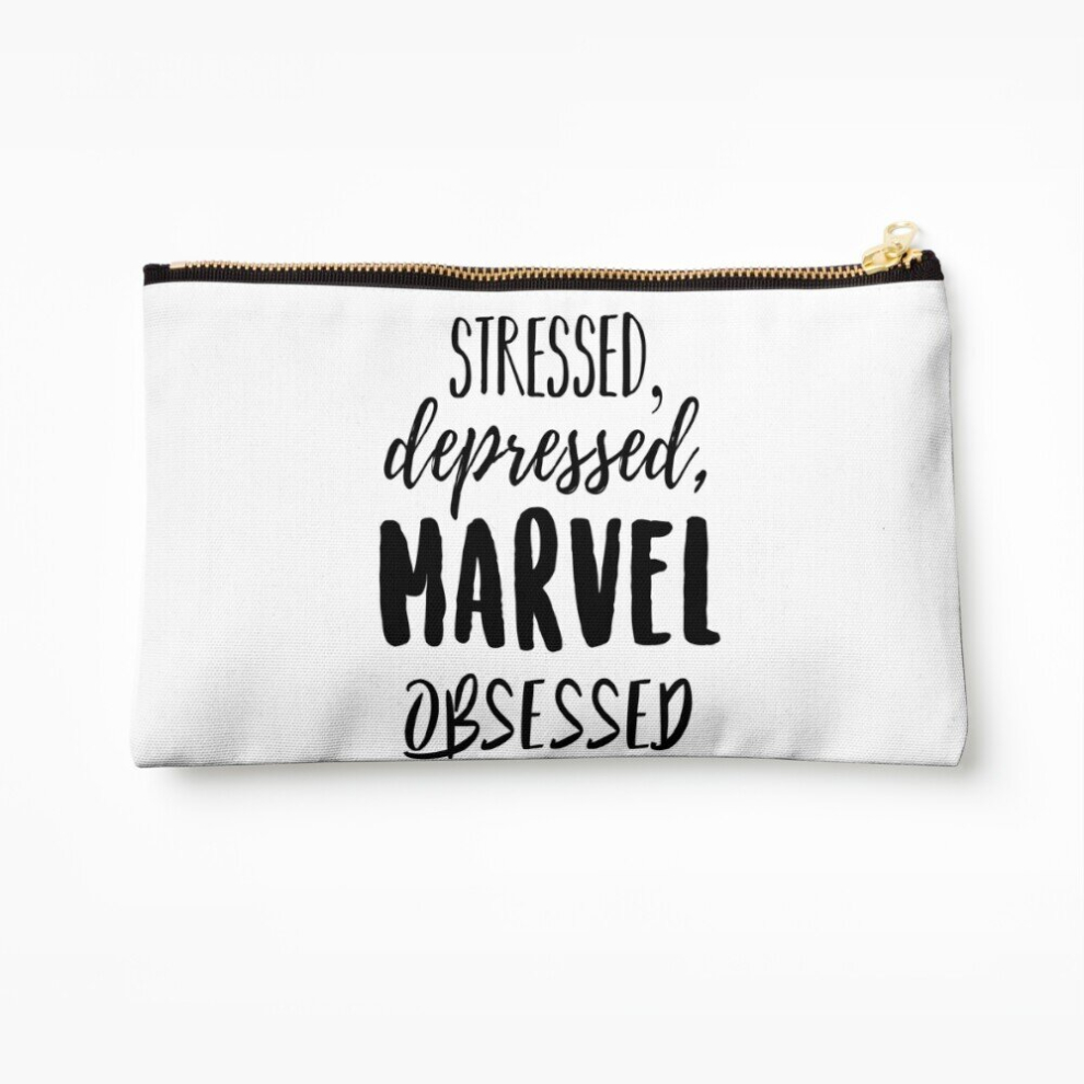 Whibos Makeup Bag Stressed, Depressed, Marvel Obsessed Cosmetic Organizer Tyvek Paper Bags Zipper Pouch