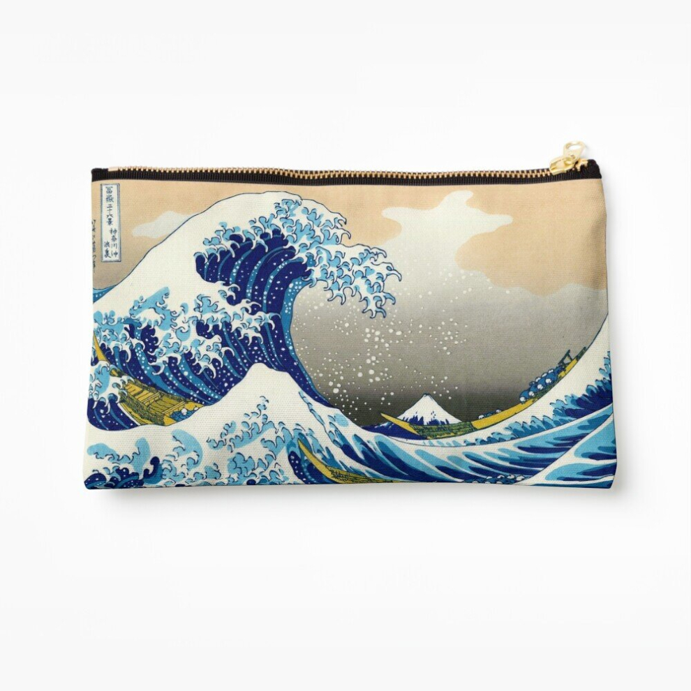 Whibos Makeup Bag Katsushika Hokusai - The Great Wave Of Kanagawa Cosmetic Organizer Tyvek Paper Bags Zipper Pouch