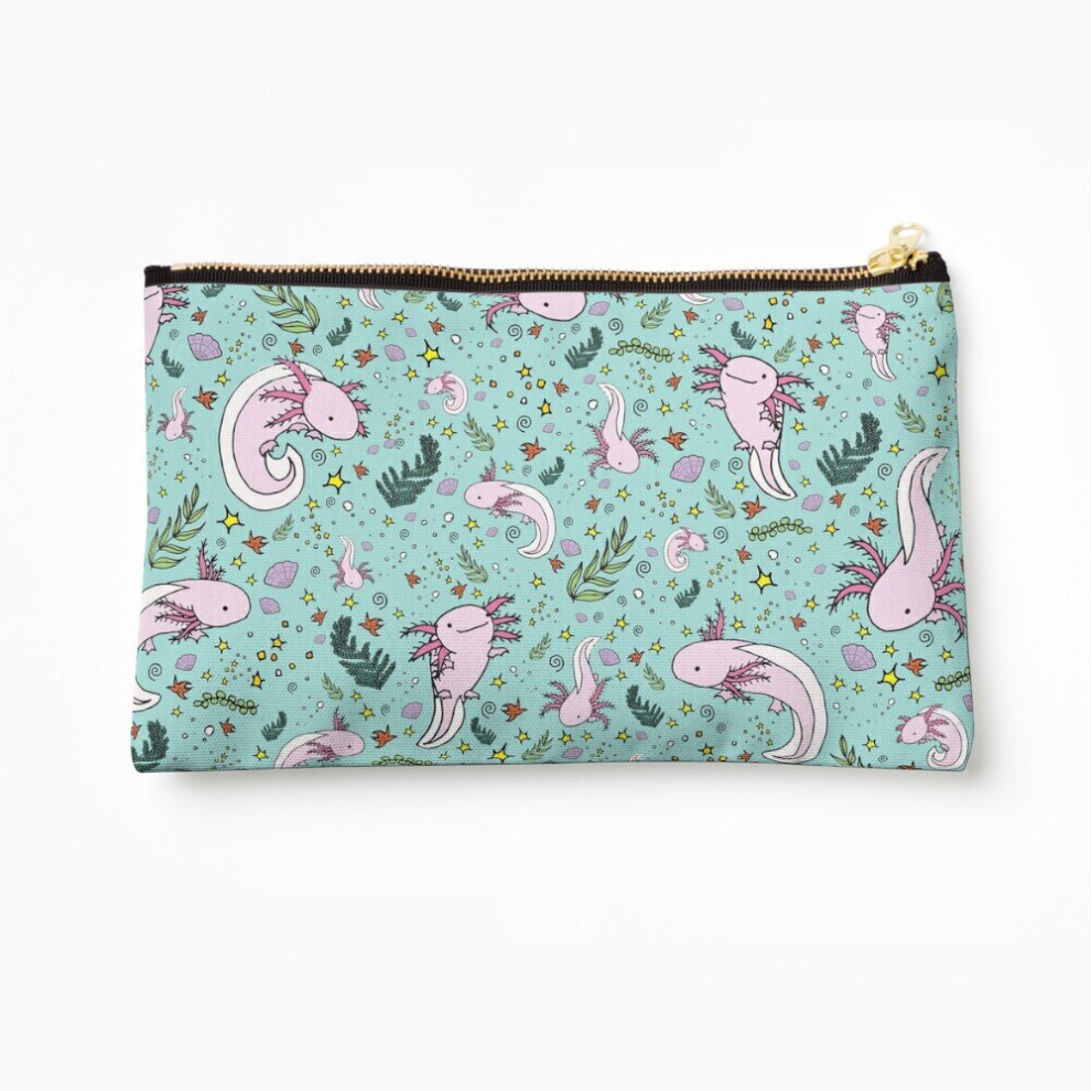 Whibos Makeup Bag Axolotl Cosmetic Organizer Tyvek Paper Bags Zipper Pouch