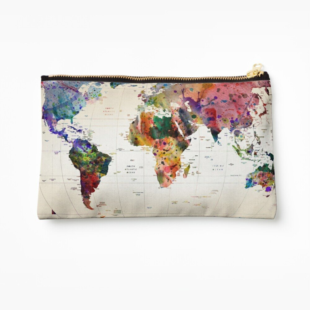 Whibos Makeup Bag Map Cosmetic Organizer Tyvek Paper Bags Zipper Pouch