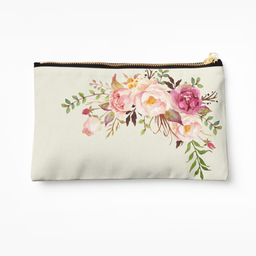 Whibos Makeup Bag Romantic Watercolor Flower Bouquet Cosmetic Organizer Tyvek Paper Bags Zipper Pouch