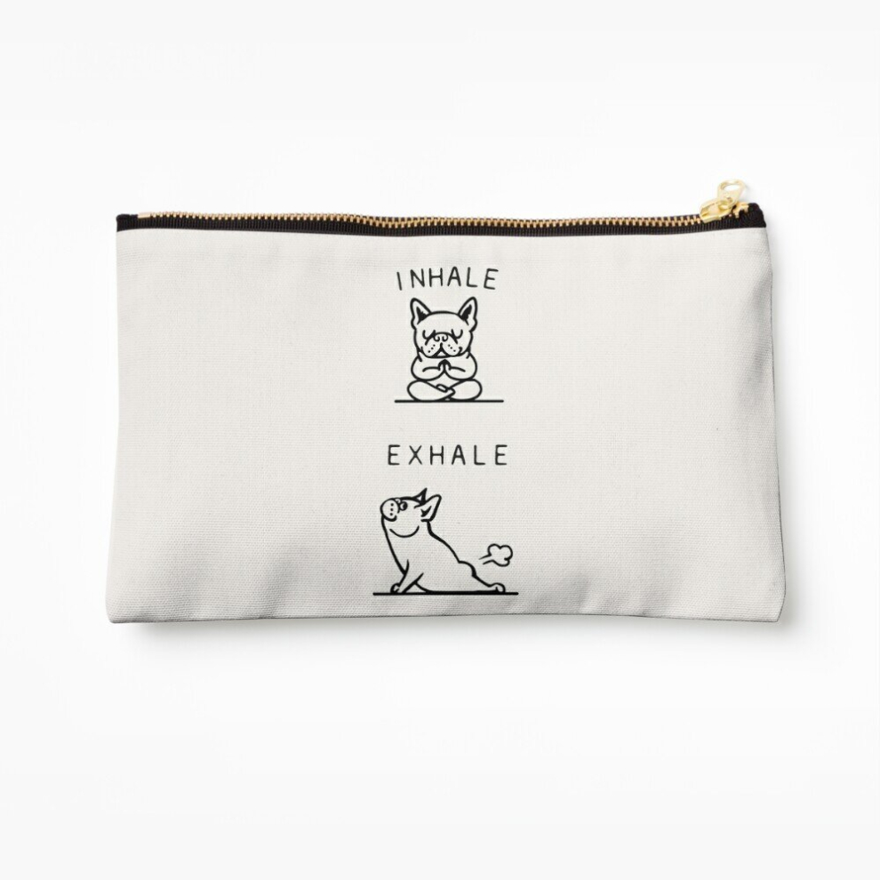 Whibos Makeup Bag Inhale Exhale Frenchie Cosmetic Organizer Tyvek Paper Bags Zipper Pouch