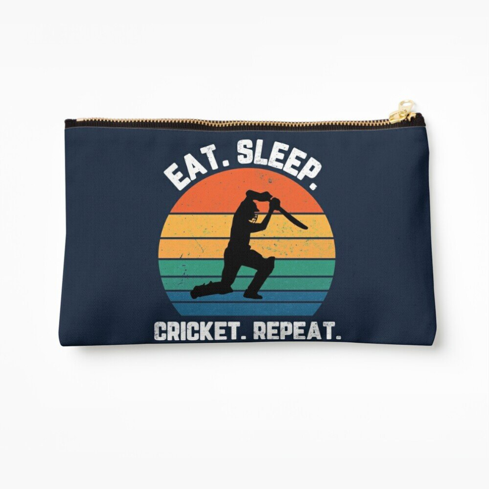 Whibos White Makeup Bag Eat Sleep Cricket Repeat Sunset Text Cosmetic Organizer Tyvek Paper Bags Zipper Pouch