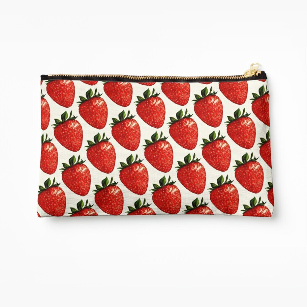 Whibos Makeup Bag Strawberry Pattern Cosmetic Organizer Tyvek Paper Bags Zipper Pouch
