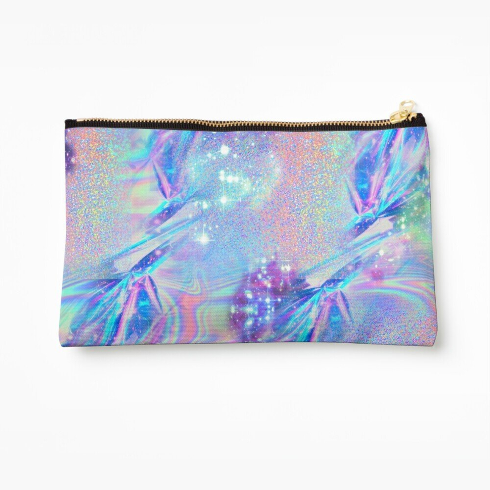 Whibos Makeup Bag Sparkly Rainbow Holographic Pattern Cosmetic Organizer Tyvek Paper Bags Zipper Pouch