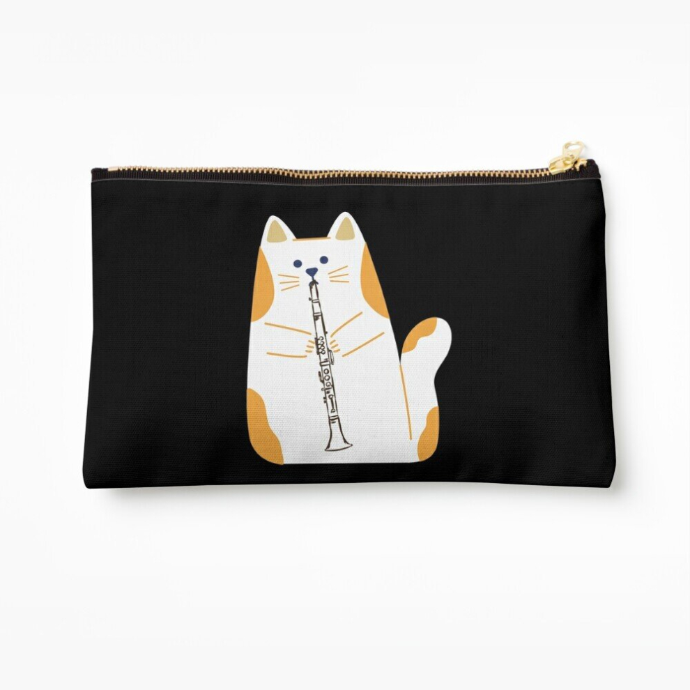 Whibos Makeup Bag Cat Playing The Clarinet Cosmetic Organizer Tyvek Paper Bags Zipper Pouch