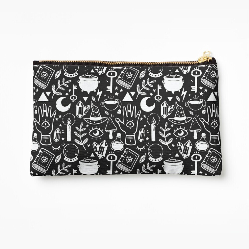 Whibos Black/White Makeup Bag Witchy Things Cosmetic Organizer Tyvek Paper Bags Zipper Pouch