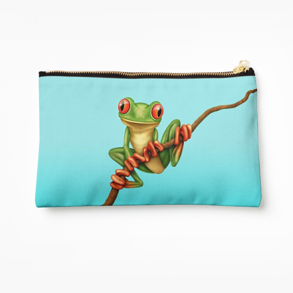Whibos Green Makeup Bag Cute Tree Frog On A Branch Cosmetic Organizer Tyvek Paper Bags Zipper Pouch