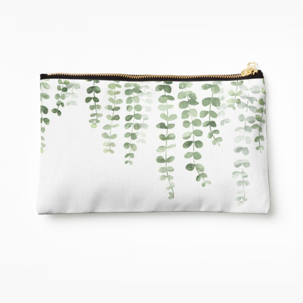 Whibos Makeup Bag Eucalyptus Watercolor Cosmetic Organizer Tyvek Paper Bags Zipper Pouch