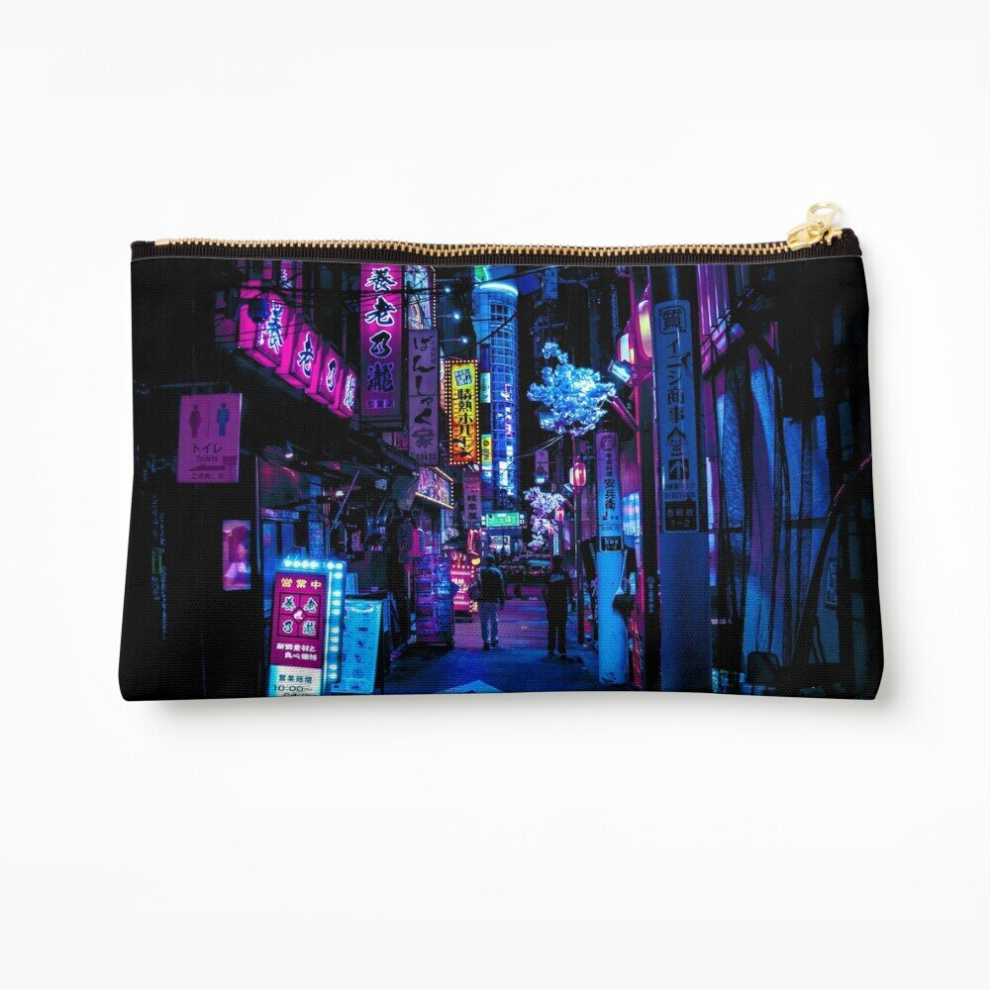 Whibos Blue Makeup Bag Tokyo Alleys Cosmetic Organizer Tyvek Paper Bags Zipper Pouch