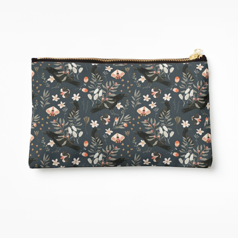Whibos Black Makeup Bag Crow And Butterflies Cosmetic Organizer Tyvek Paper Bags Zipper Pouch