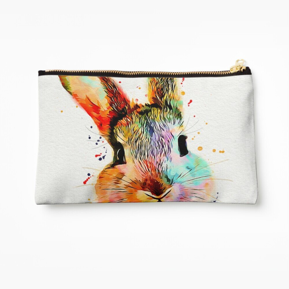 Whibos Makeup Bag Rabbit Watercolor Art Work Cosmetic Organizer Tyvek Paper Bags Zipper Pouch