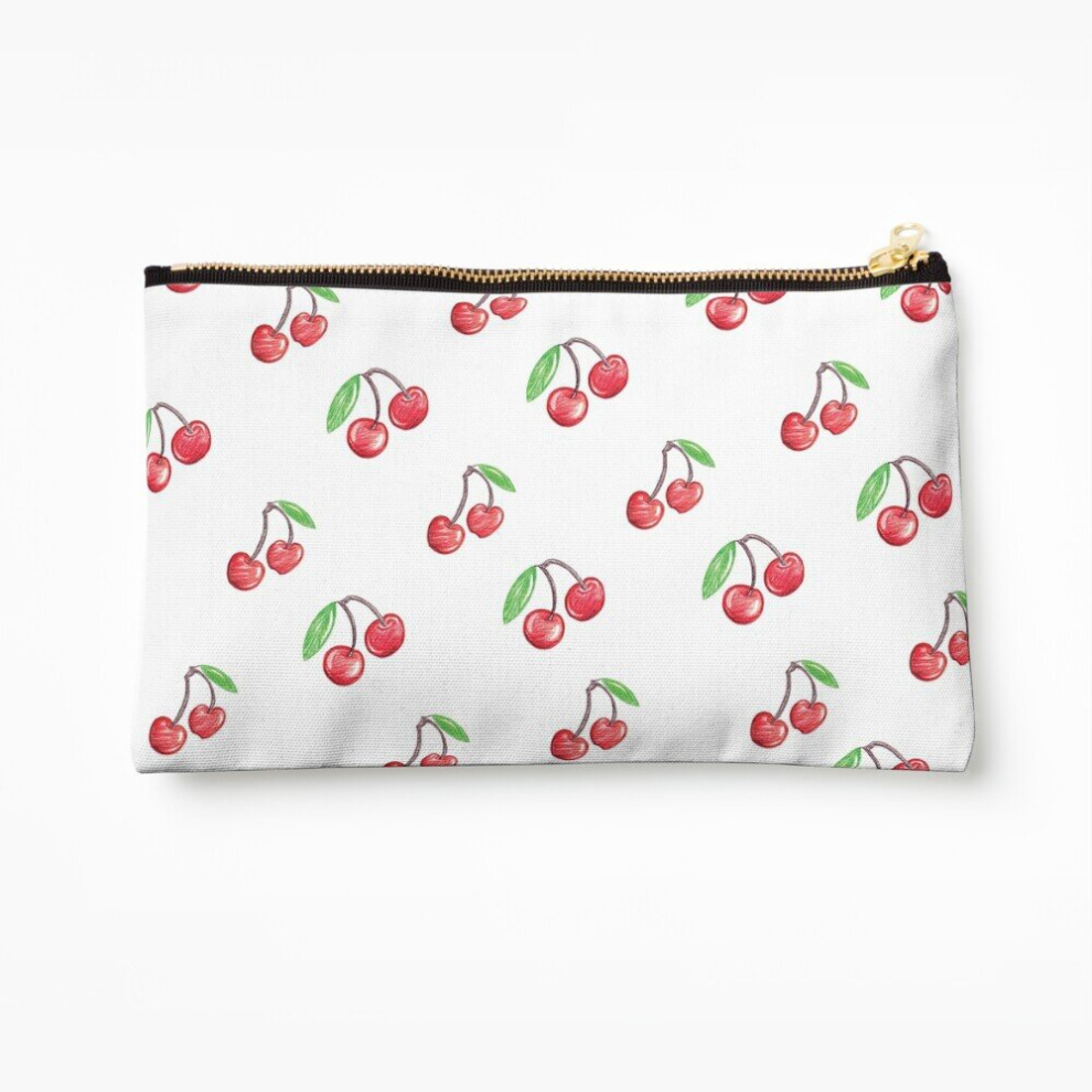 Whibos Makeup Bag Cherries - Hand Drawn Cosmetic Organizer Tyvek Paper Bags Zipper Pouch