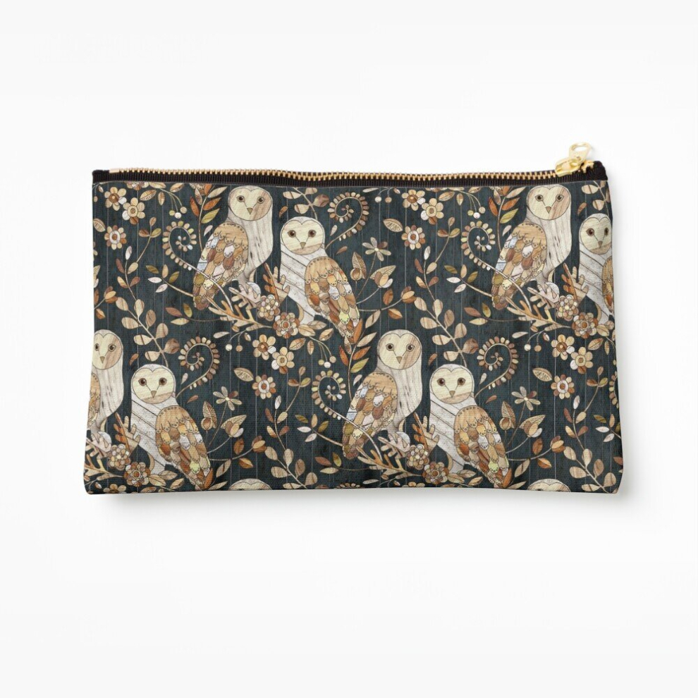 Whibos Makeup Bag Wooden Wonderland Barn Owl Collage Cosmetic Organizer Tyvek Paper Bags Zipper Pouch