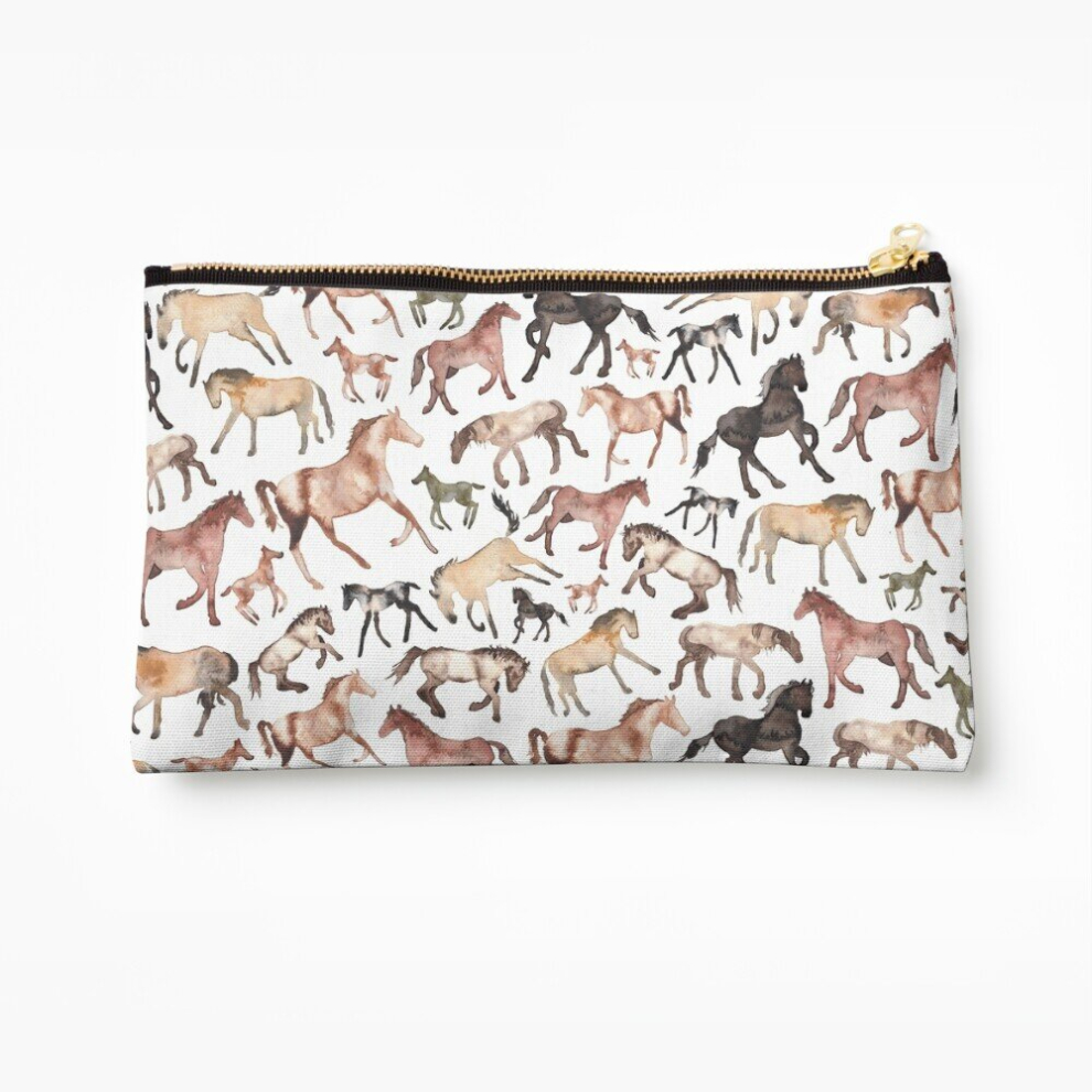 Whibos Makeup Bag Horses Cosmetic Organizer Tyvek Paper Bags Zipper Pouch