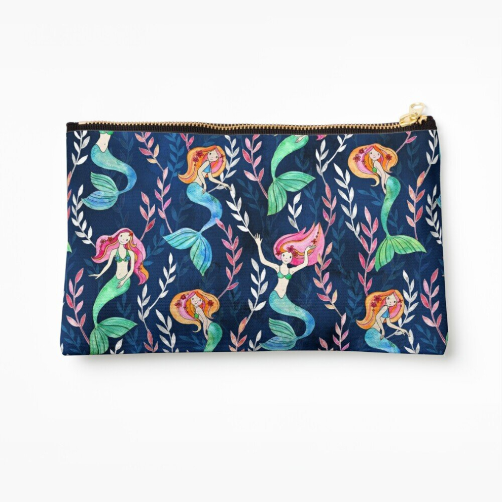Whibos Makeup Bag Merry Mermaids In Watercolor Cosmetic Organizer Tyvek Paper Bags Zipper Pouch