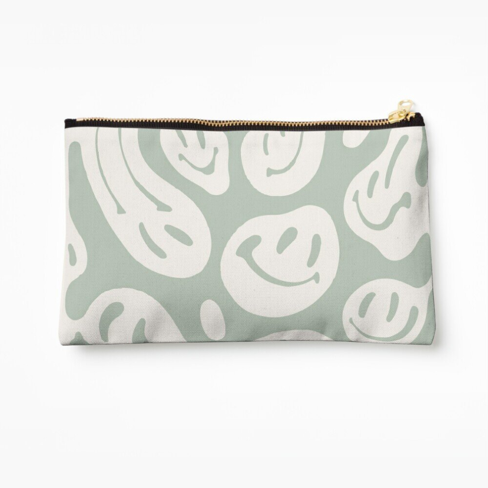 Whibos Green Makeup Bag Liquid Smiley Sage Cosmetic Organizer Tyvek Paper Bags Zipper Pouch