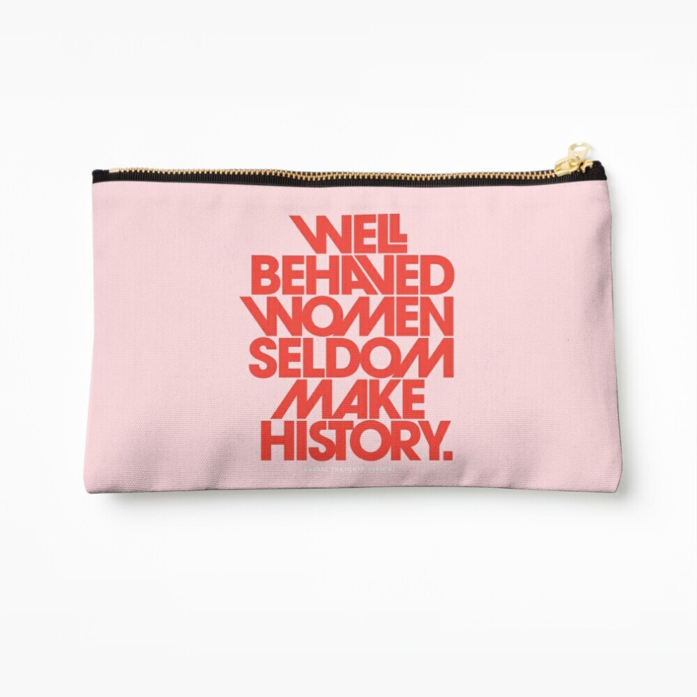 Whibos Pink/Red Makeup Bag Well Behaved Women Seldom Make History ( Version) Cosmetic Organizer Tyvek Paper Bags Zipper Pouch