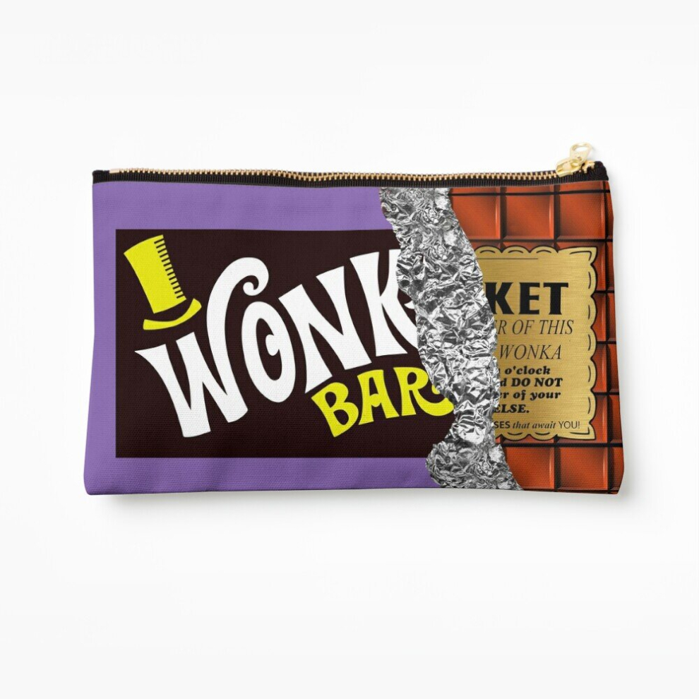 Whibos Golden Makeup Bag Wonka's Ticket Chocolate Cosmetic Organizer Tyvek Paper Bags Zipper Pouch