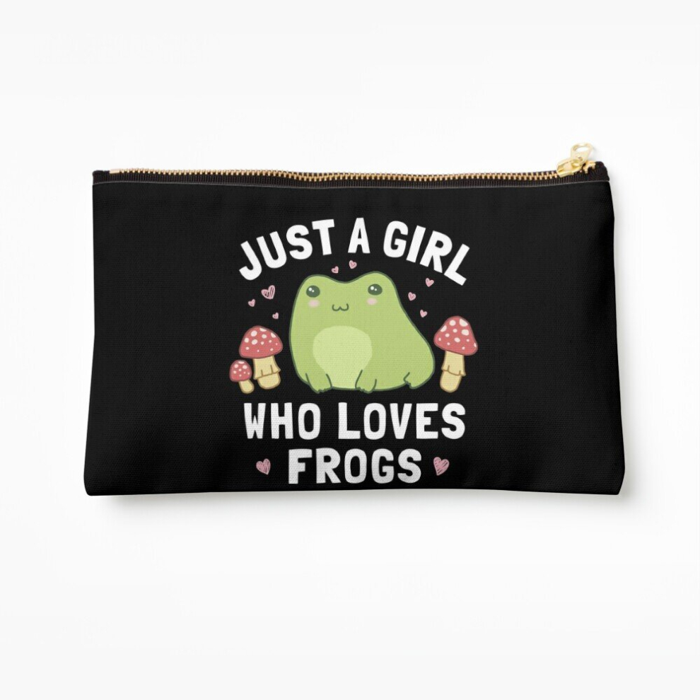 Whibos Makeup Bag Just A Girl Who Loves Frogs Kawaii Anime Cottagecore Aesthetic Chubby Happy Froggy Cosmetic Organizer Tyvek Paper Bags Zipper Pouch