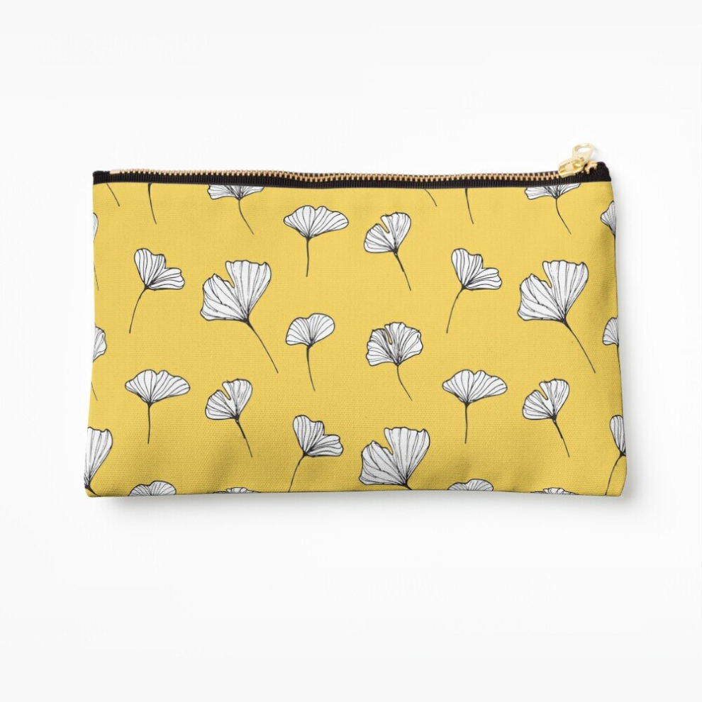 Whibos Makeup Bag Ginkgo Biloba Leaves Pattern Cosmetic Organizer Tyvek Paper Bags Zipper Pouch