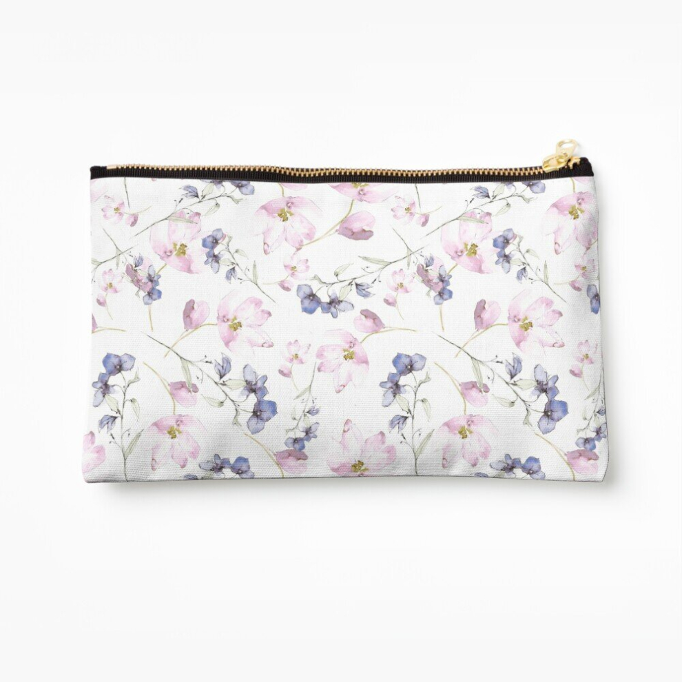 Whibos Makeup Bag Watercolor Flowers Cosmetic Organizer Tyvek Paper Bags Zipper Pouch