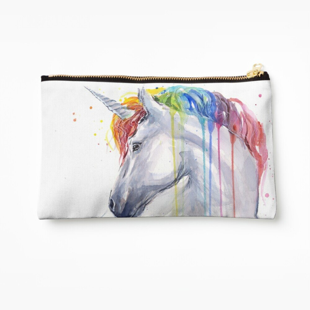 Whibos Makeup Bag Rainbow Unicorn Watercolor Cosmetic Organizer Tyvek Paper Bags Zipper Pouch