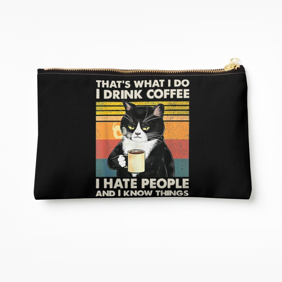 Whibos Makeup Bag That's What I Do I Drink Coffee I Hate People And I Know Things Cat Lover Gifts Cosmetic Organizer Tyvek Paper Bags Zipper Pouch