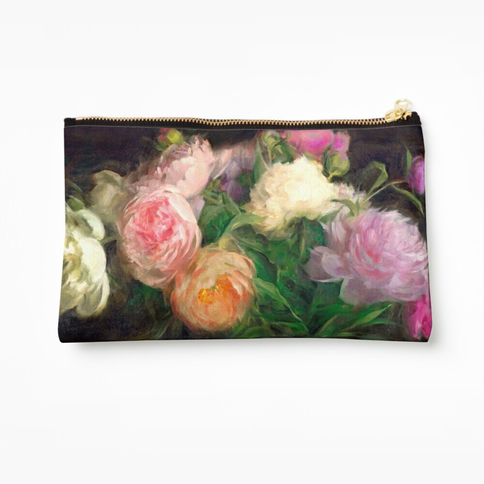 Whibos White/Pink/Coral Makeup Bag And Peonies Cosmetic Organizer Tyvek Paper Bags Zipper Pouch