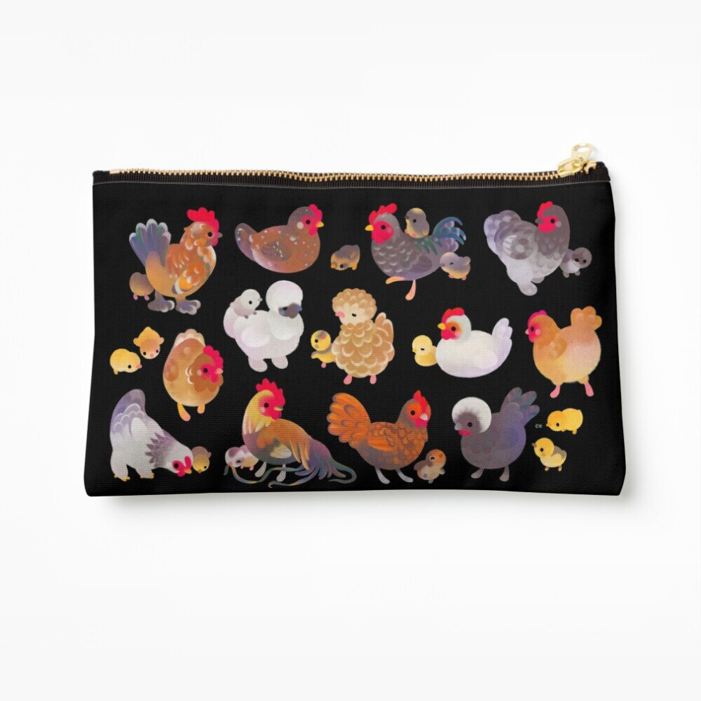 Whibos Dark Makeup Bag Chicken And Chick - Cosmetic Organizer Tyvek Paper Bags Zipper Pouch