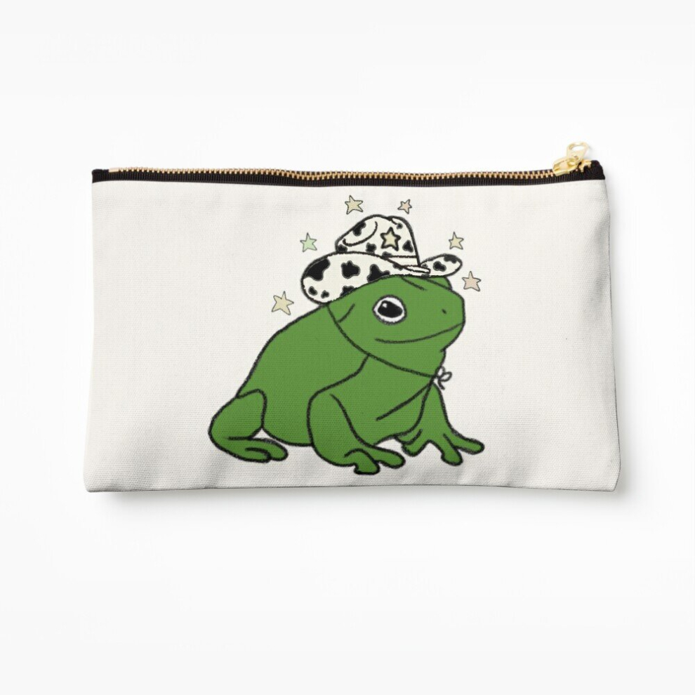 Whibos Makeup Bag Frog With A Cowboy Hat Cosmetic Organizer Tyvek Paper Bags Zipper Pouch