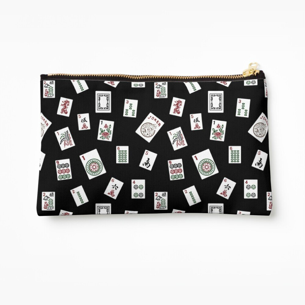 Whibos Black Makeup Bag Mahjong Cosmetic Organizer Tyvek Paper Bags Zipper Pouch