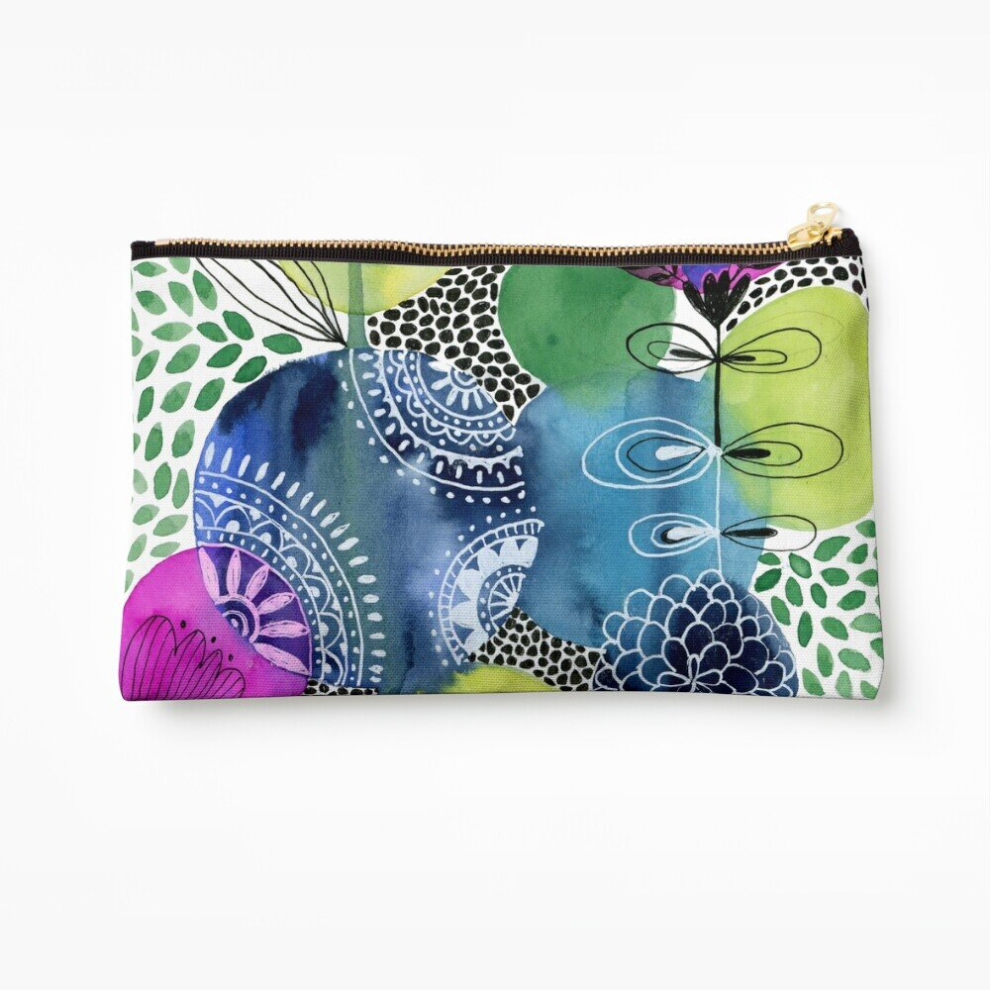 Whibos Indigo Makeup Bag Blooms Cosmetic Organizer Tyvek Paper Bags Zipper Pouch