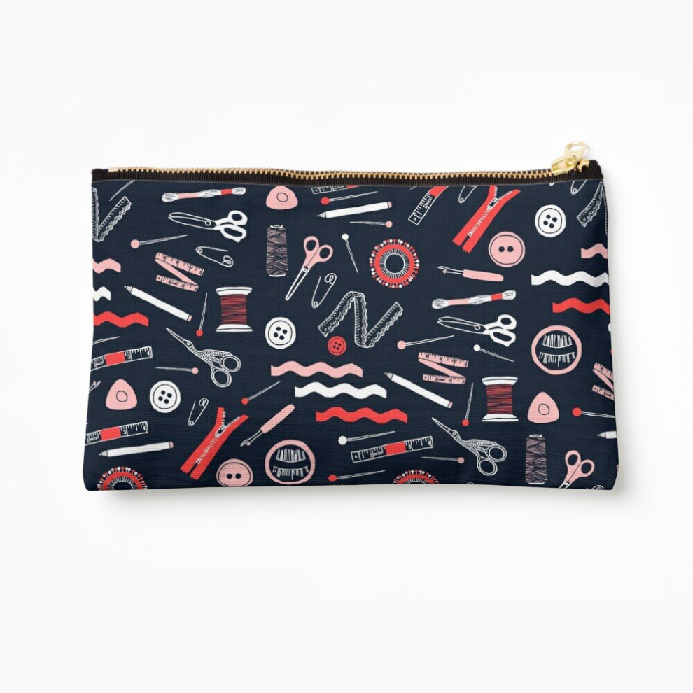 Whibos Makeup Bag Sewing Theme Print Cosmetic Organizer Tyvek Paper Bags Zipper Pouch