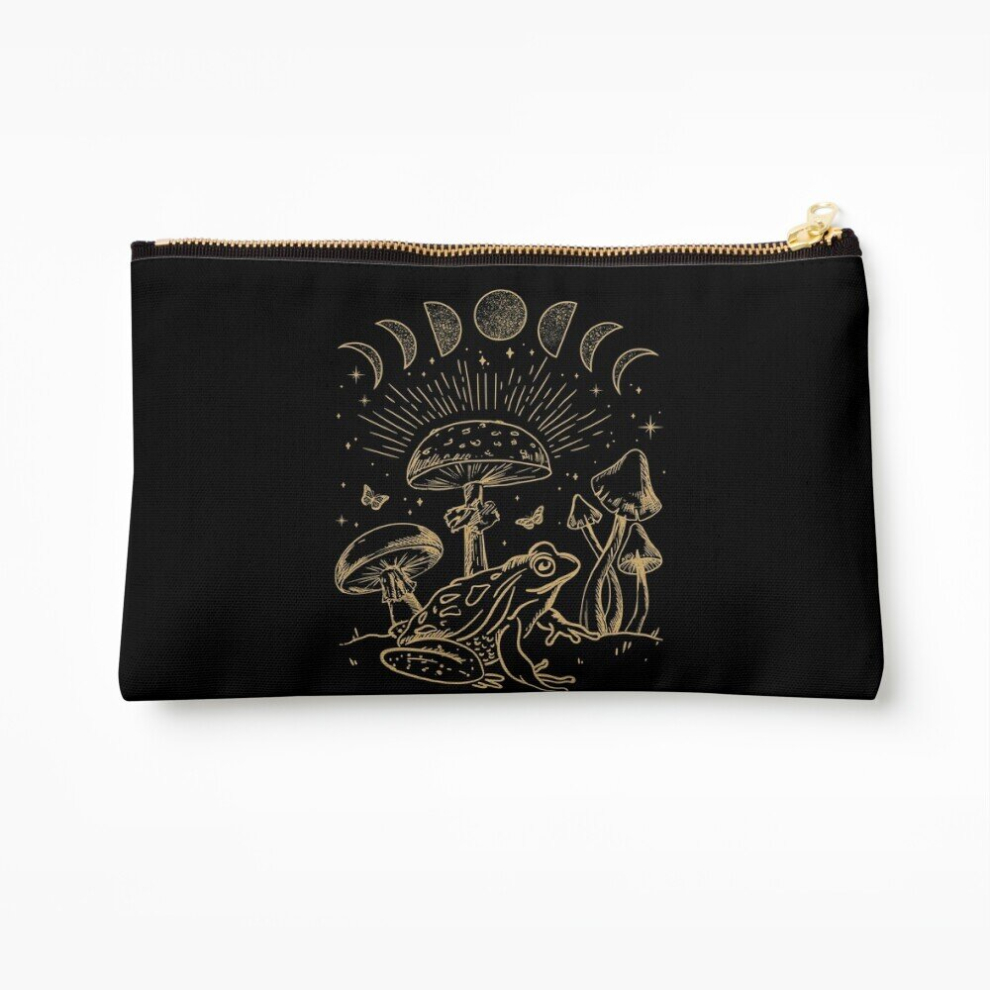 Whibos Dark Makeup Bag Frog Under Mushroom Academia Cottagecore Aesthetic Goth Mystical - Edgy Cosmetic Organizer Tyvek Paper Bags Zipper Pouch