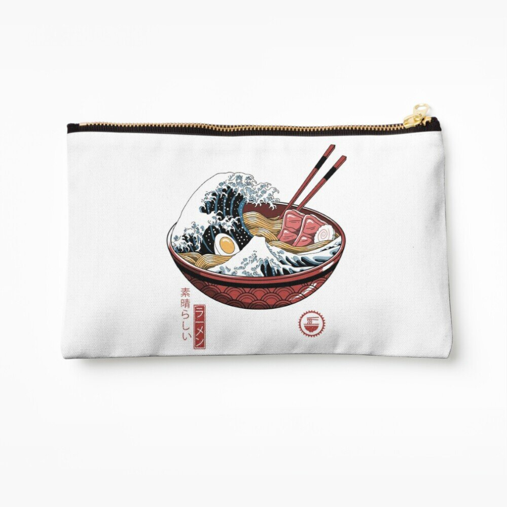 Whibos White Makeup Bag Great Ramen Wave Cosmetic Organizer Tyvek Paper Bags Zipper Pouch