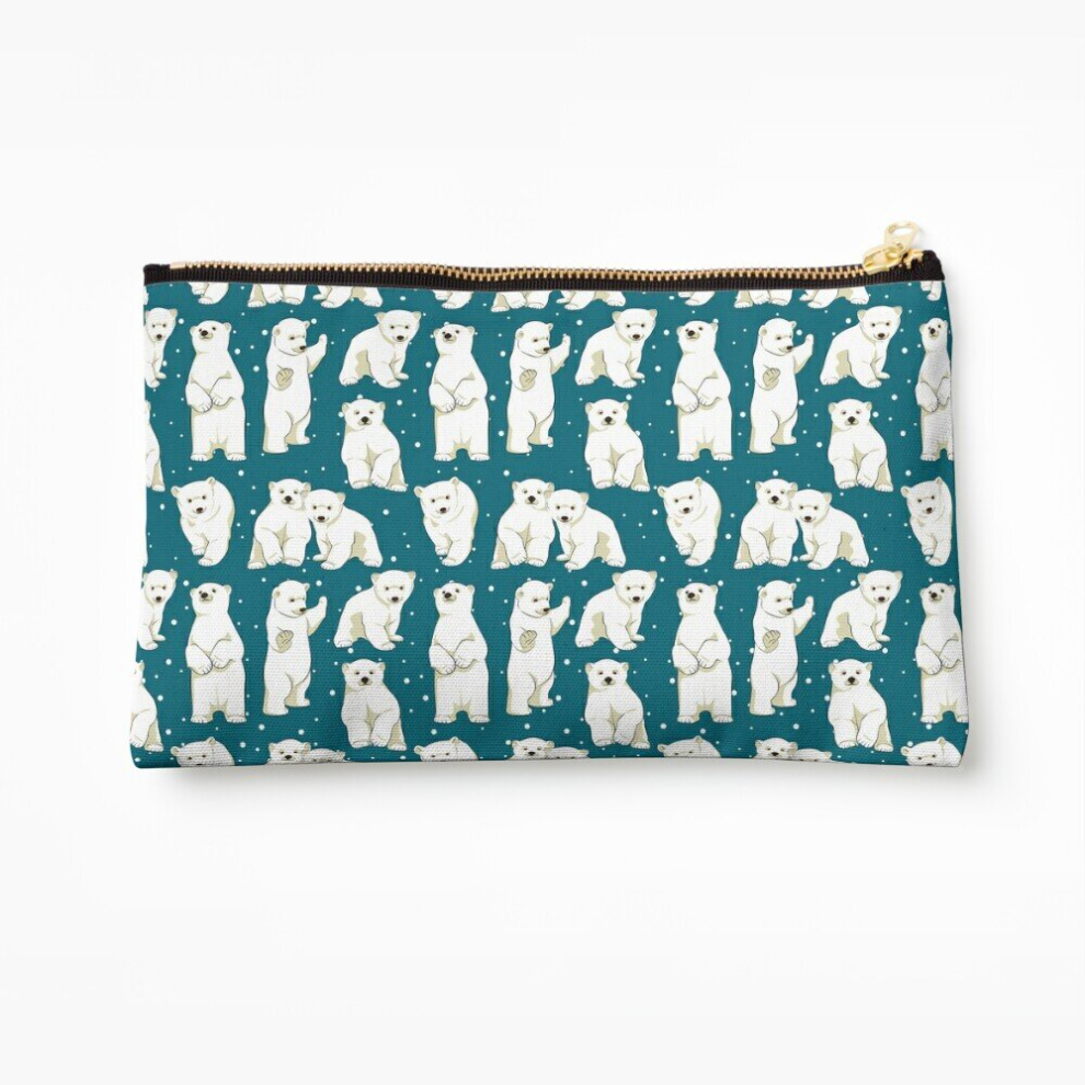 Whibos Makeup Bag Cute Polar Bear Cubs Cosmetic Organizer Tyvek Paper Bags Zipper Pouch