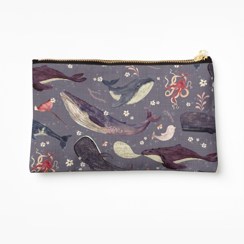 Whibos Lavender Makeup Bag Whale's Song Cosmetic Organizer Tyvek Paper Bags Zipper Pouch