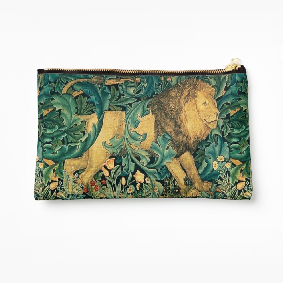 Whibos Makeup Bag Greenery ,Forest Animals, Lion Antique Tapestry Cosmetic Organizer Tyvek Paper Bags Zipper Pouch