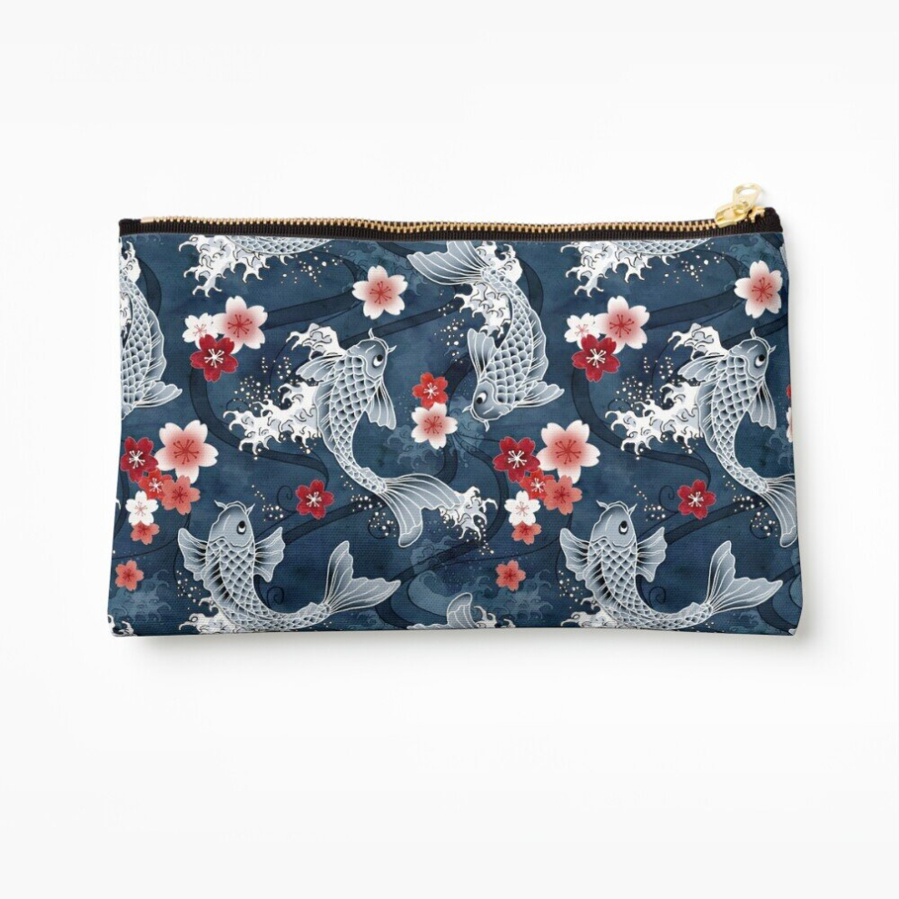 Whibos Blue Makeup Bag Koi Sakura Blossom In Cosmetic Organizer Tyvek Paper Bags Zipper Pouch