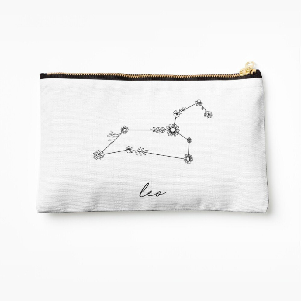 Whibos Makeup Bag Leo Zodiac Wildflower Constellation Cosmetic Organizer Tyvek Paper Bags Zipper Pouch
