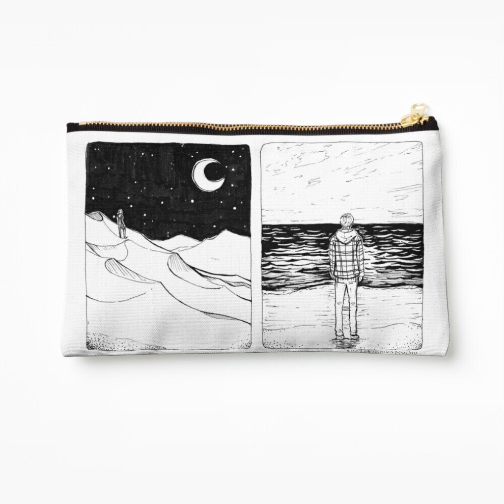 Whibos Blue Makeup Bag "Is Everything I Know Truly The Sea Or Is It A Desert?" Cosmetic Organizer Tyvek Paper Bags Zipper Pouch