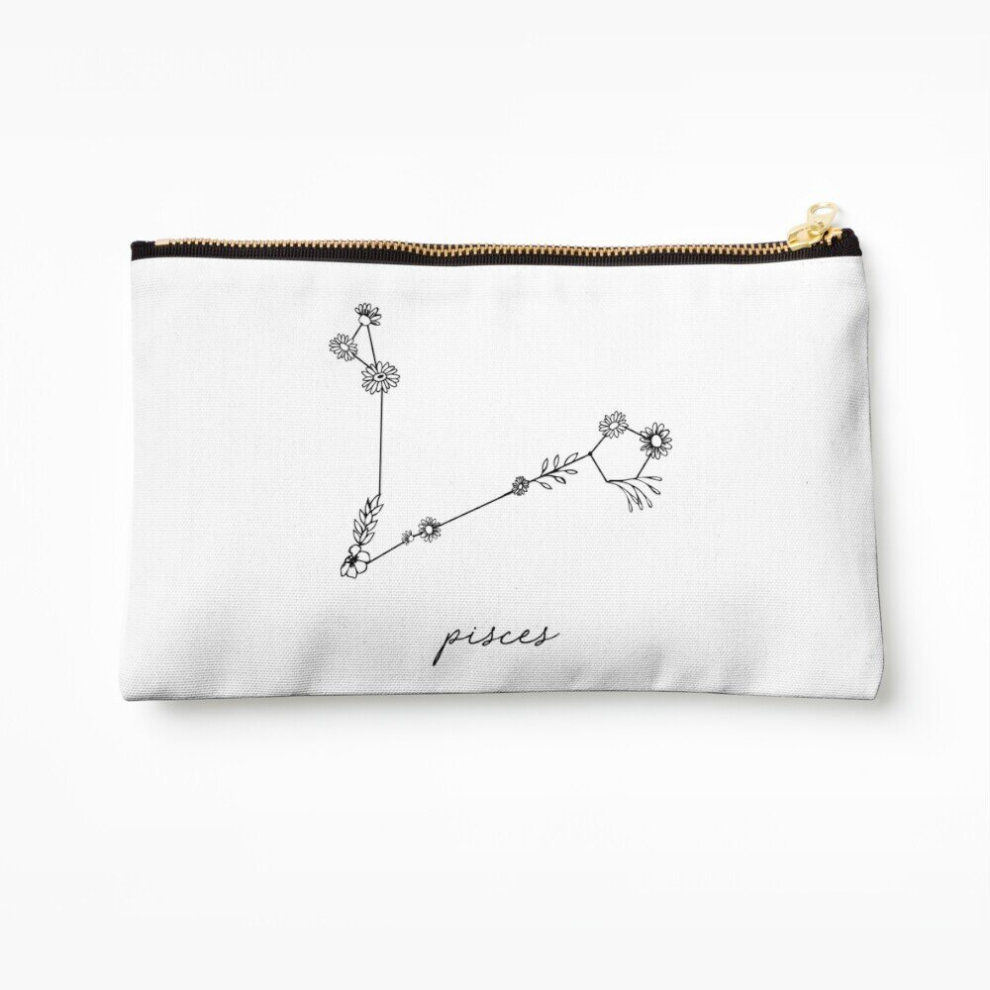 Whibos Makeup Bag Pisces Zodiac Wildflower Constellation Cosmetic Organizer Tyvek Paper Bags Zipper Pouch