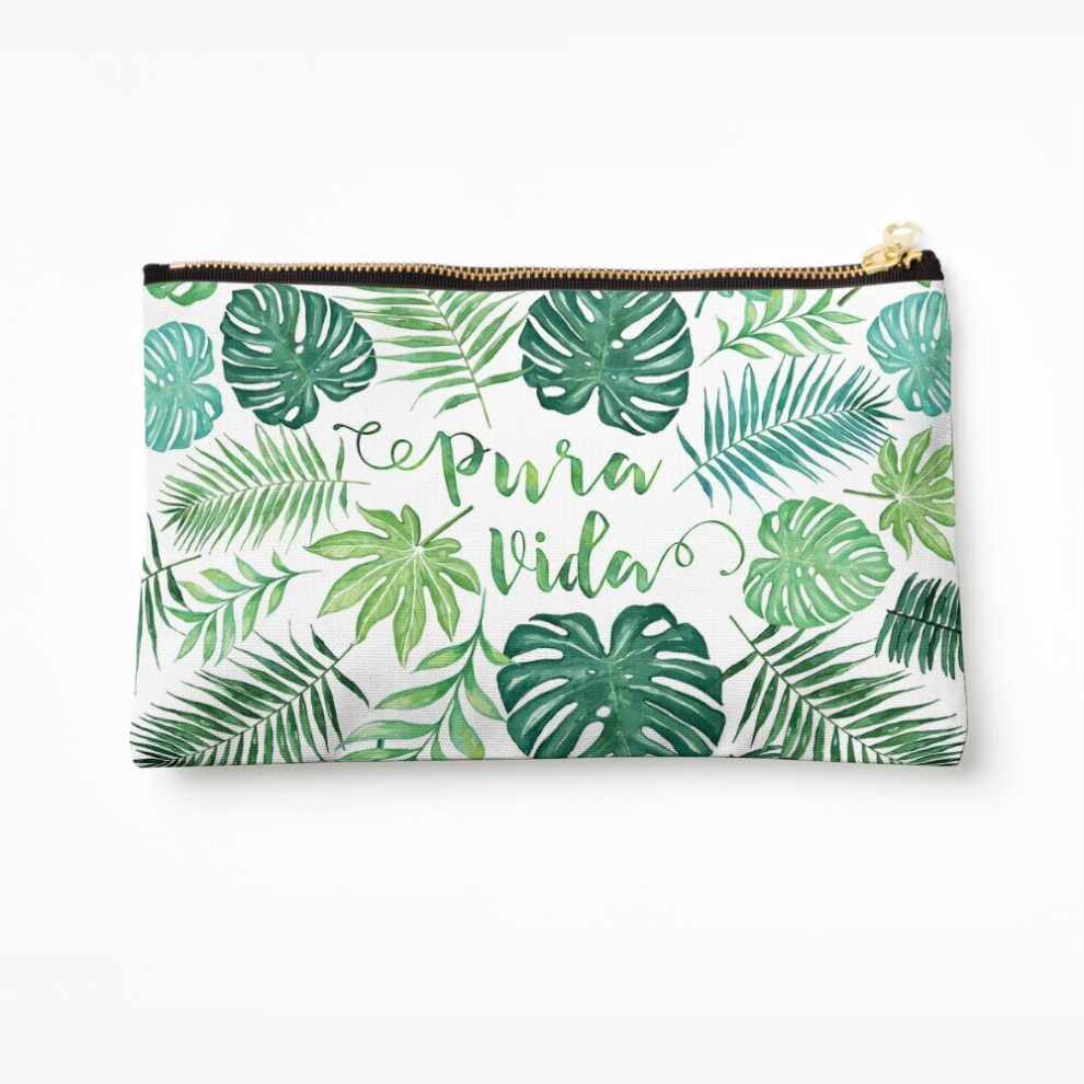 Whibos Makeup Bag Tropical Pura Vida Palm Leaves And Monstera Watercolor Cosmetic Organizer Tyvek Paper Bags Zipper Pouch